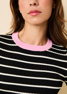 Dora Ribbed Knit Top | Noir / Brule Stripe / Bon Bon