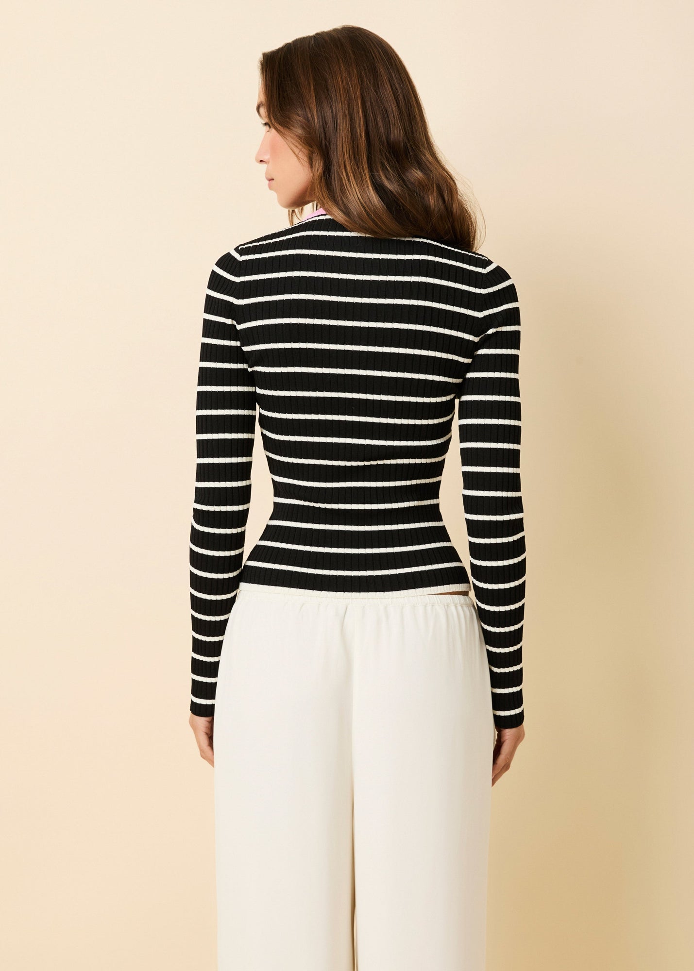 Dora Ribbed Knit Top | Noir / Brule Stripe / Bon Bon