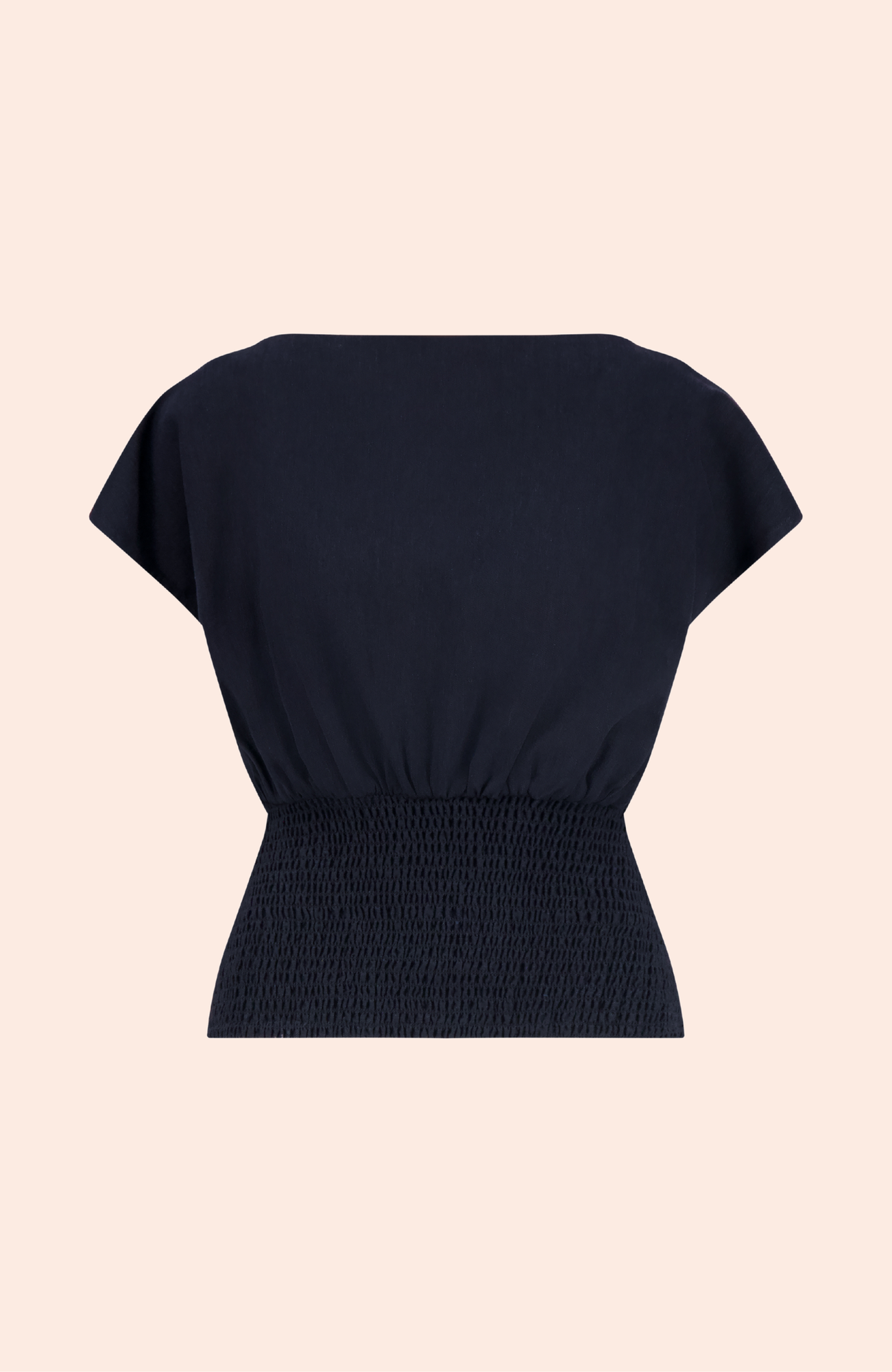 Linen Smocked Top | Navy
