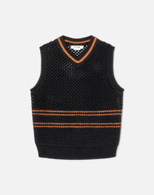 Crochet Mesh Vest | Black Combo