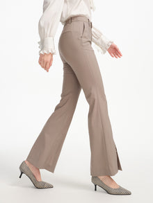 Wool Open-Front Wide Leg Pants | Grey