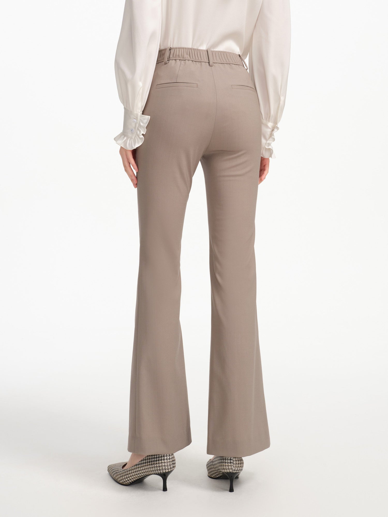 Wool Open-Front Wide Leg Pants | Grey