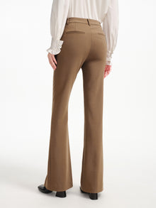 Fine Knitted Front Slits Pants | Brown