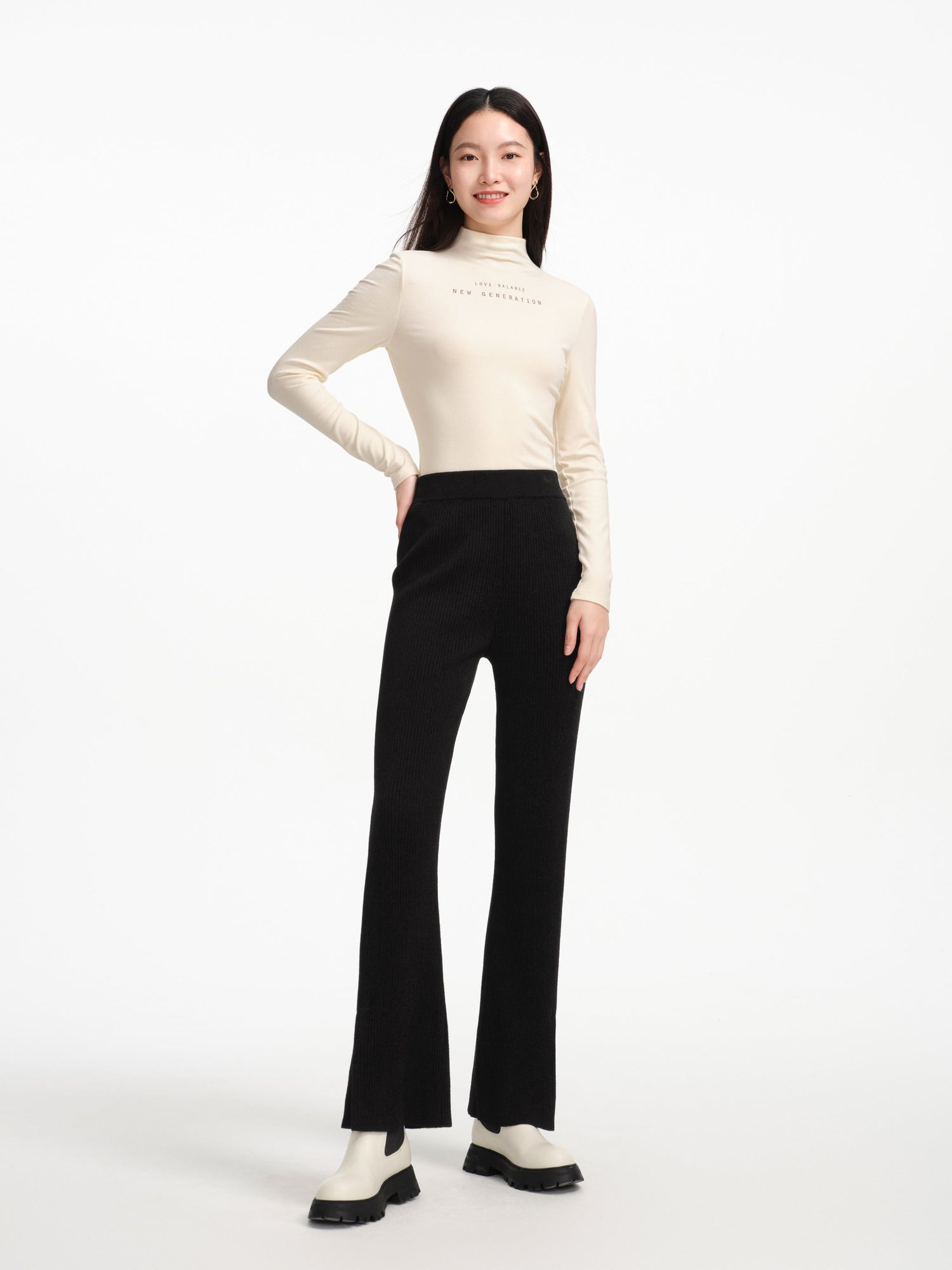 Straight-Leg Knitted Pant | Black