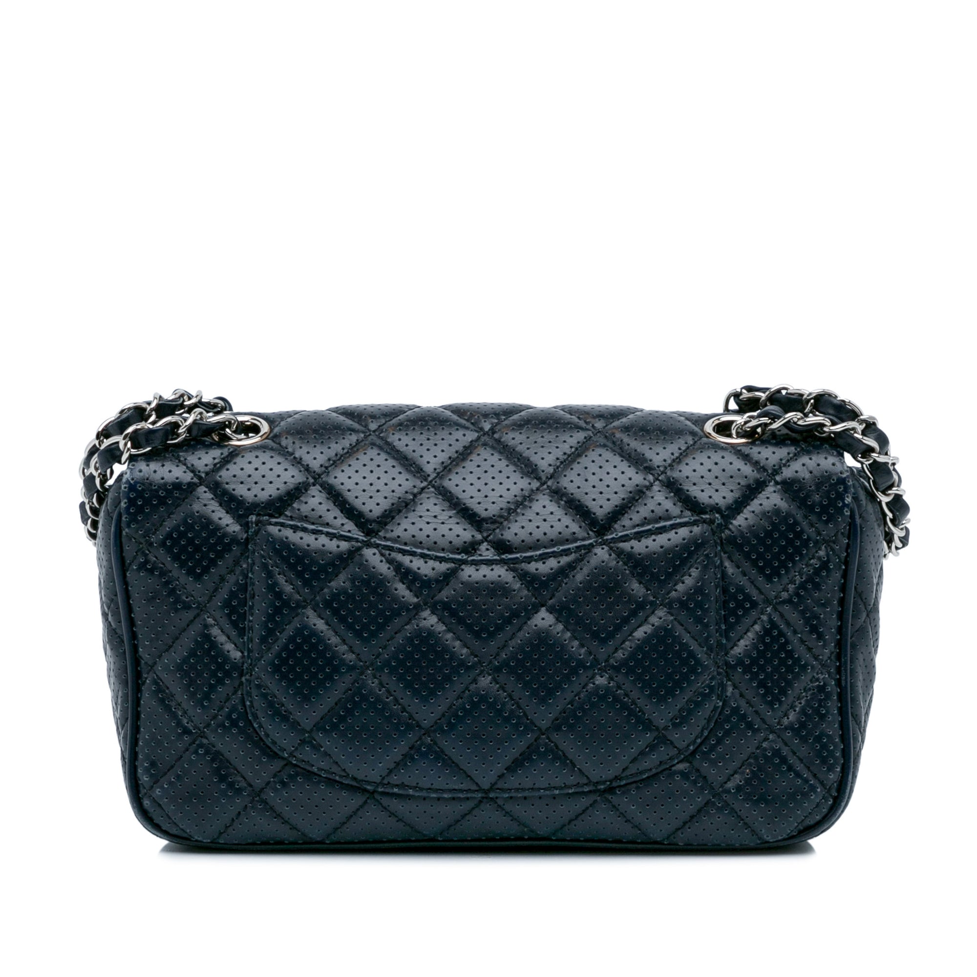Chanel | Pre-Owned Perforated Classic Mini Rectangular Flap | Blue/Dark Blue