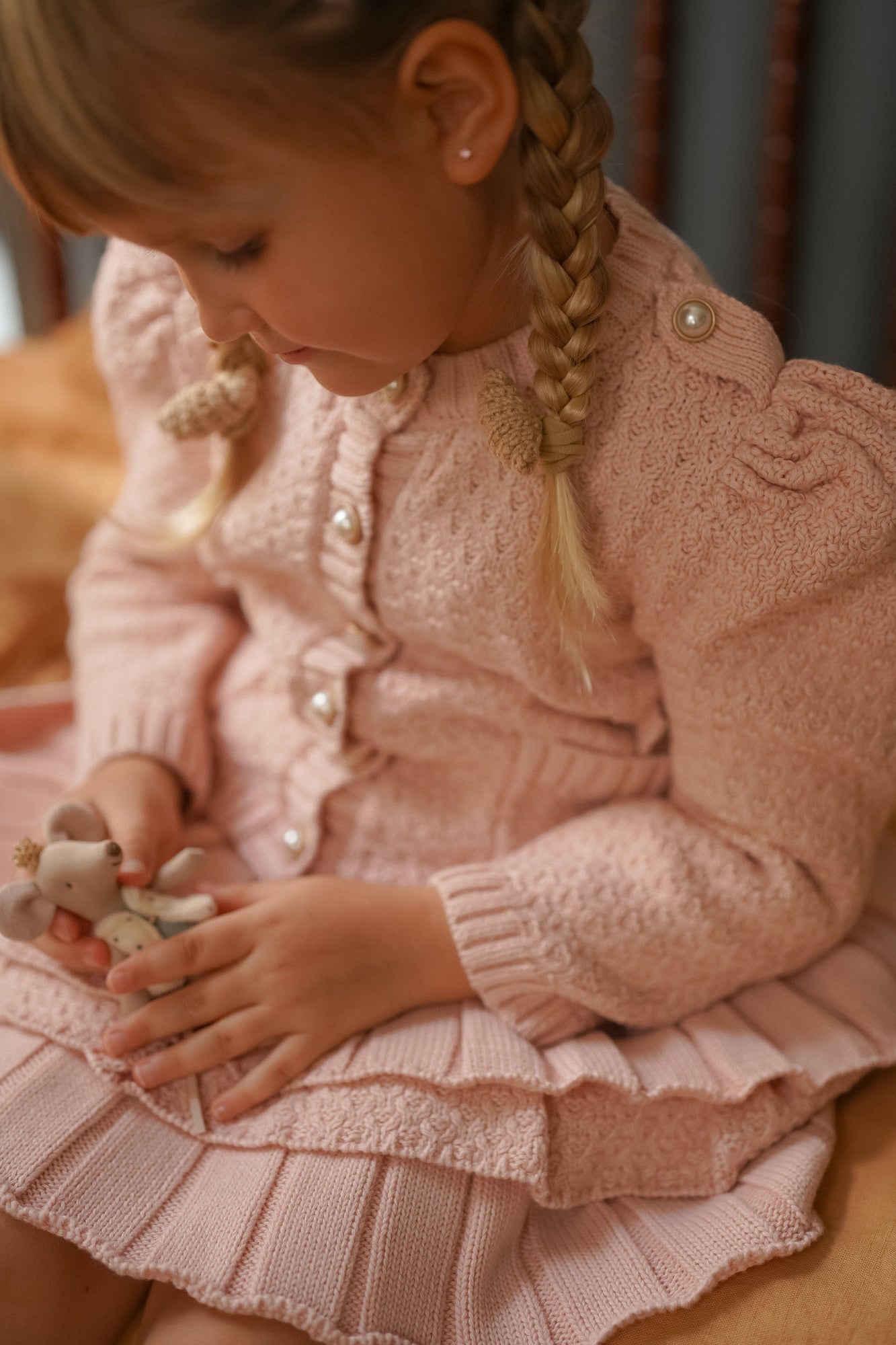 Baby Girls | Julie Knit Cotton Top and Skirt Set | Pink