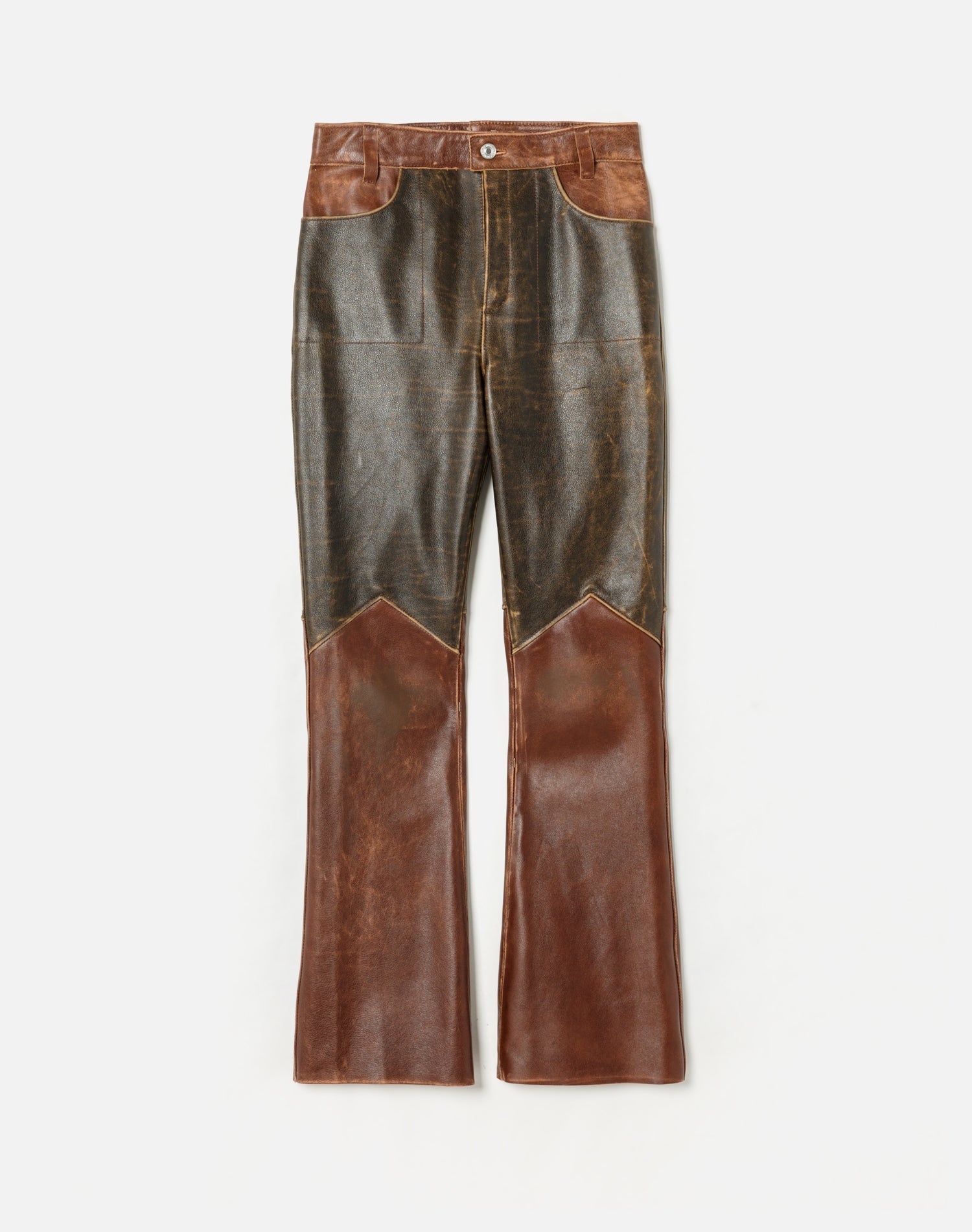 2 Tone Leather Pants | Black & Brown