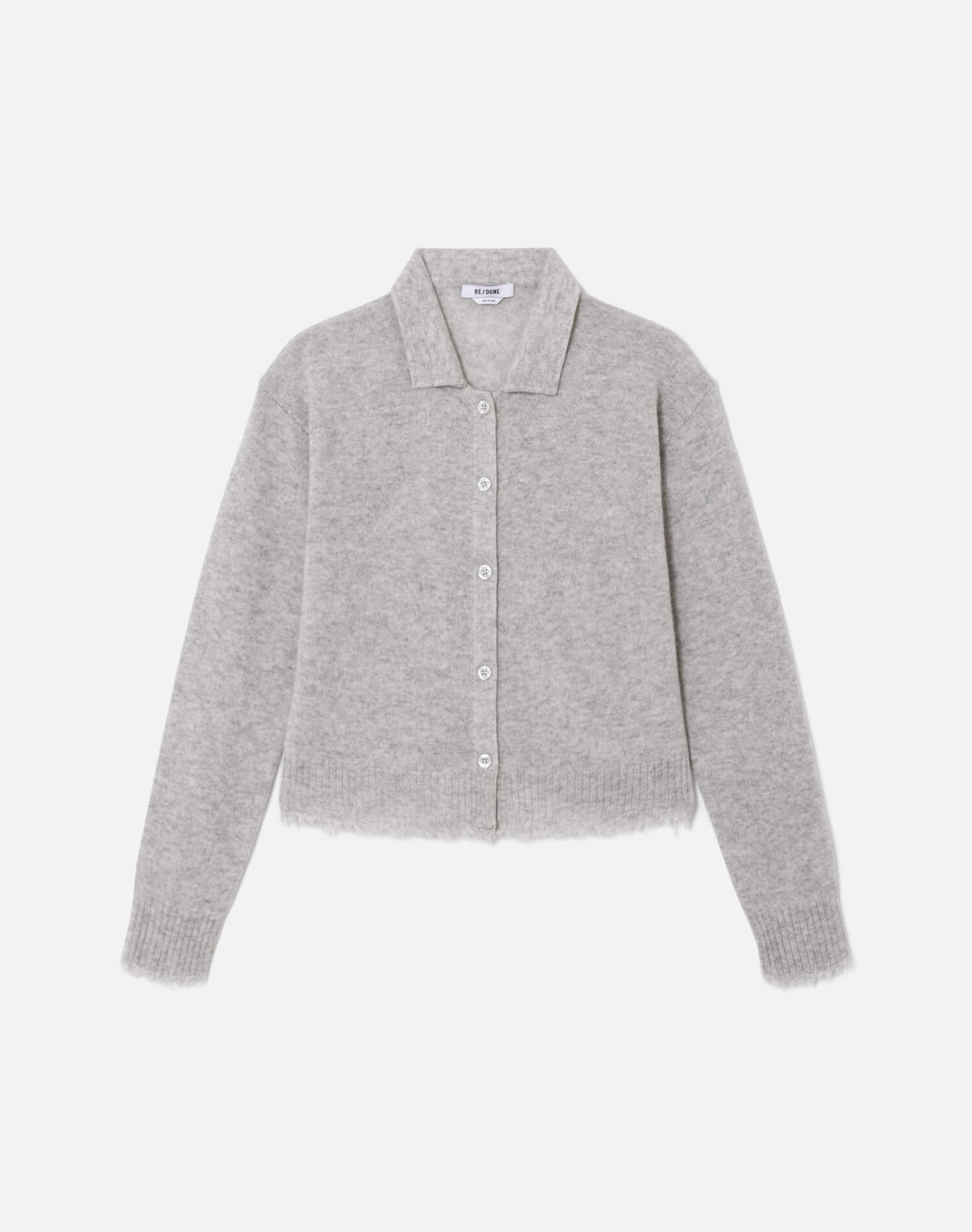 RE/DONE | The Loose Polo Cardigan in Light Heather Grey