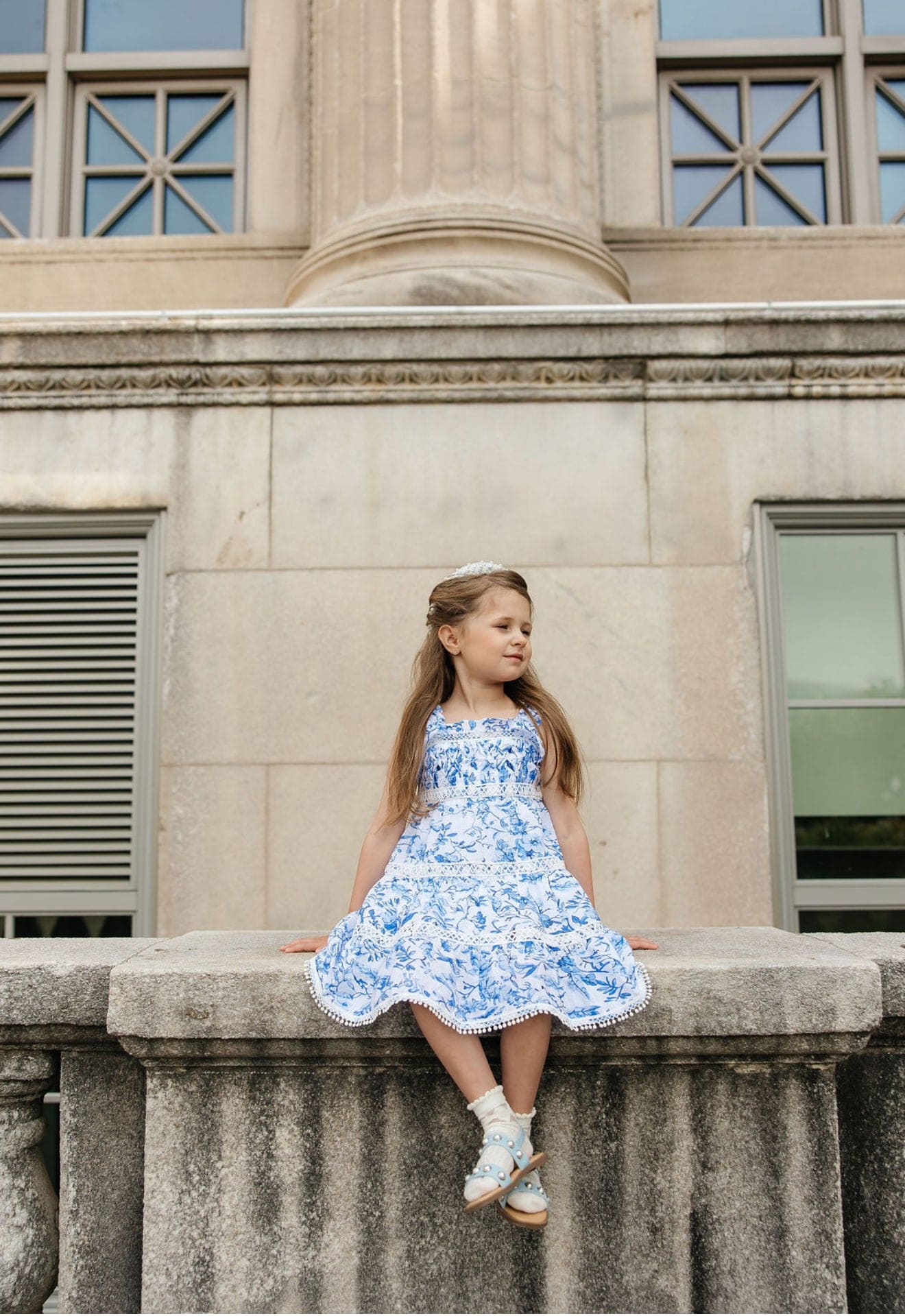 Baby Girls | Jaylin and Linen Sleeveless Summer Dress | Blue & White