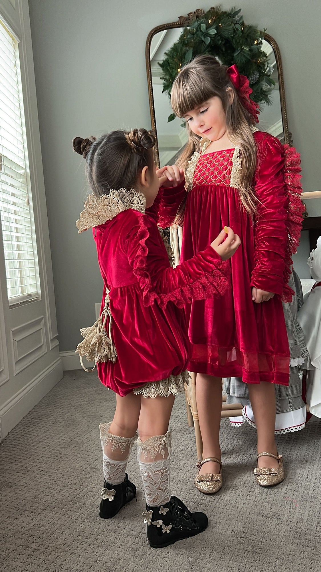 Baby Girls | Victoria Velvet Romper | Red