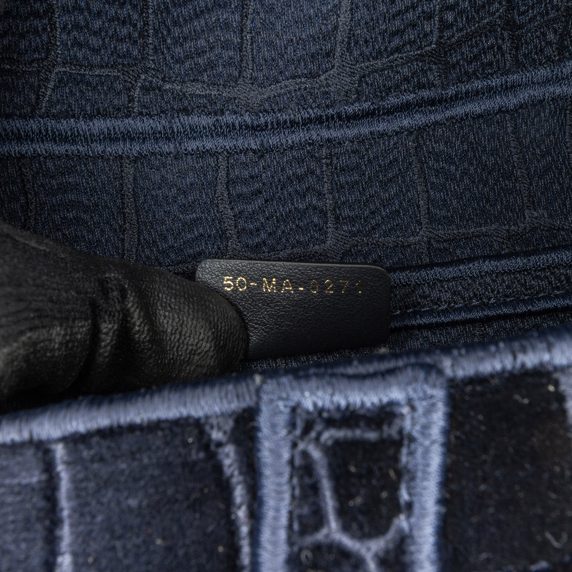 Dior | Pre-Owned Velvet Embroidered Crocodile Effect Saddle Bag | Blue/Navy