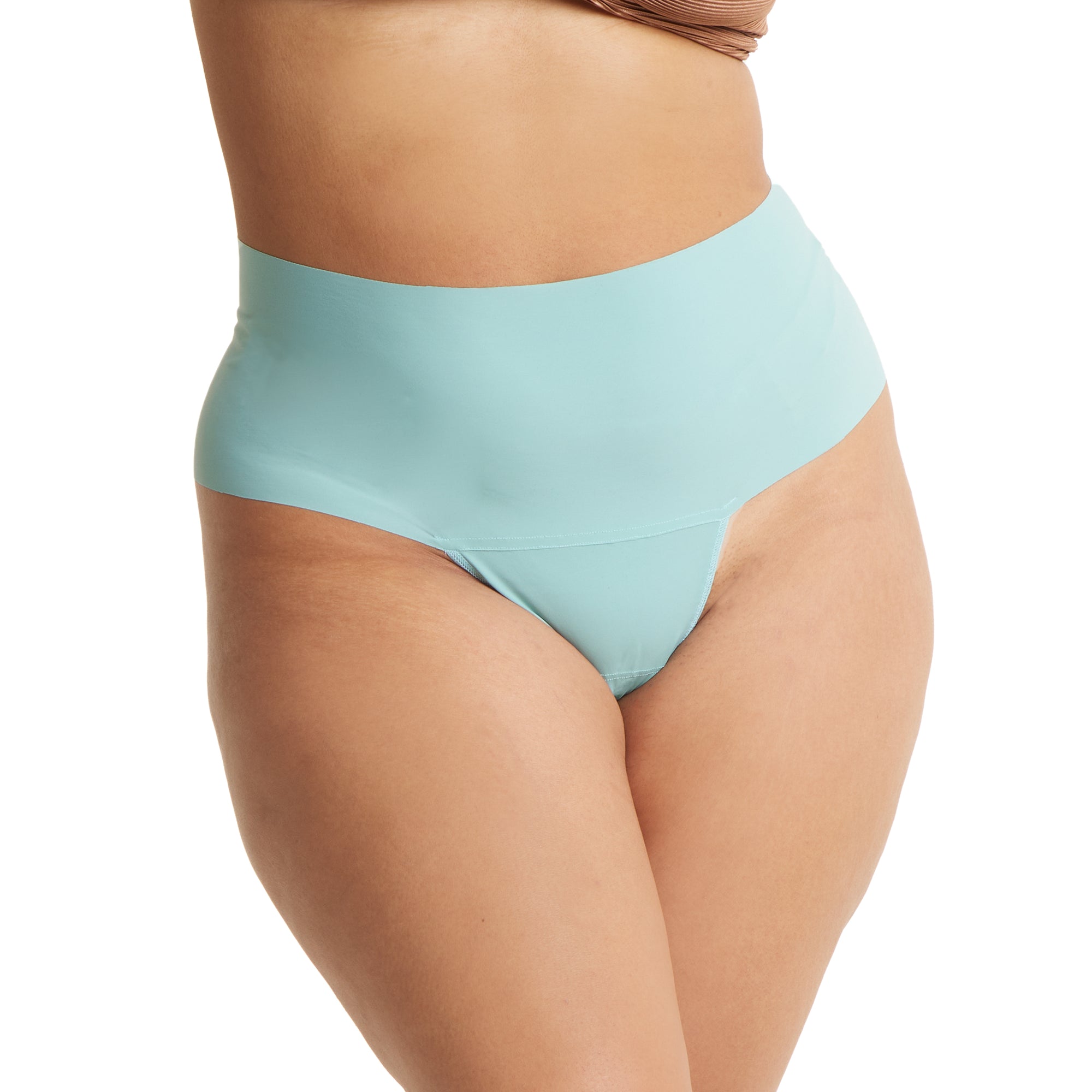 Plus Size Breathesft Hi-Rise Thong | Eucalyptus Green