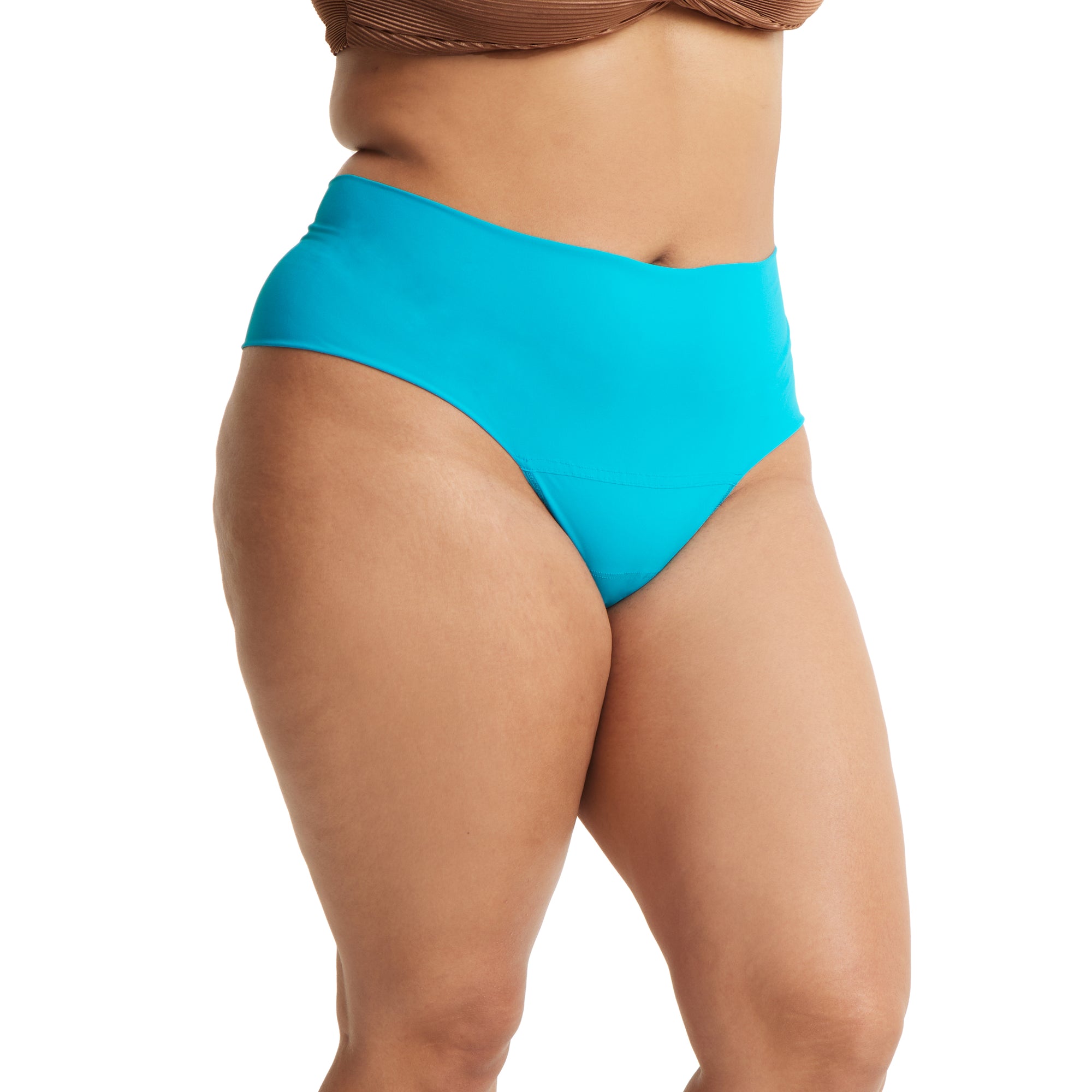 Plus Size Breathesoft Hi-Rise Thong | Pacific Blue