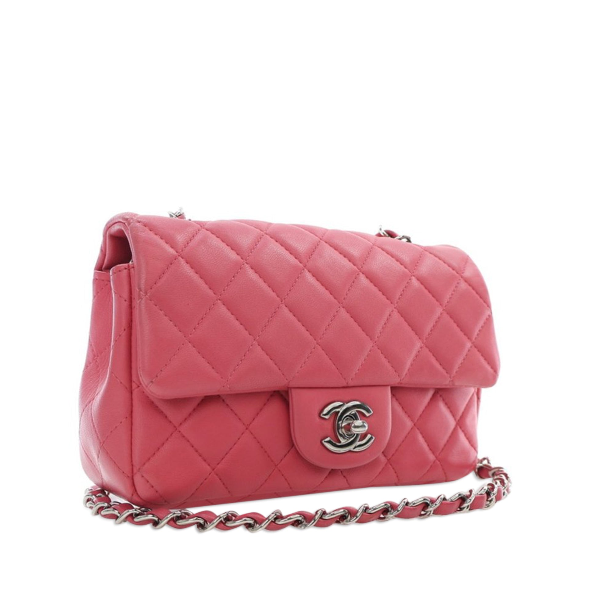 Chanel | Pre-Owned Mini Rectangular Classic Lambskin Single Flap | Pink