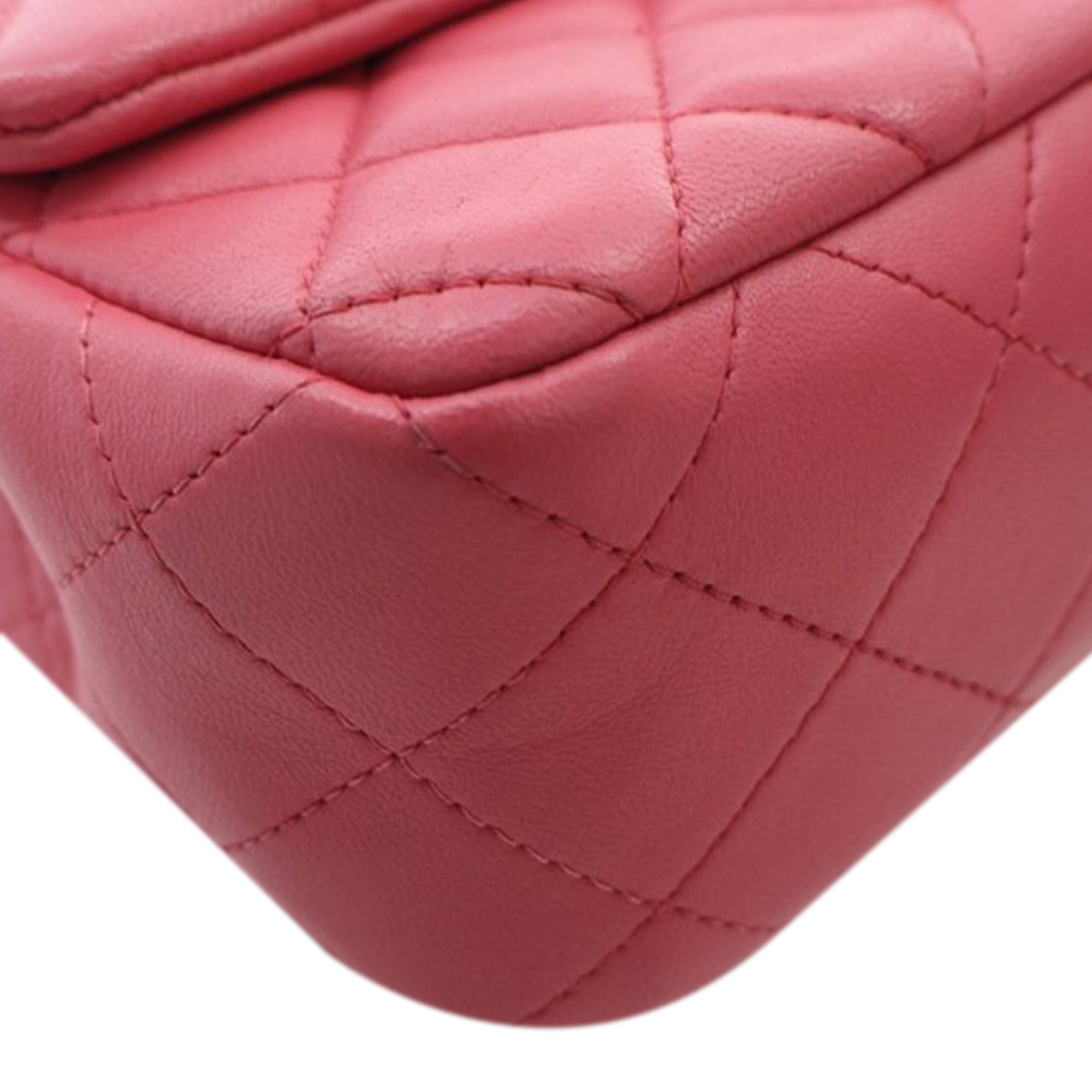 Chanel | Pre-Owned Mini Rectangular Classic Lambskin Single Flap | Pink