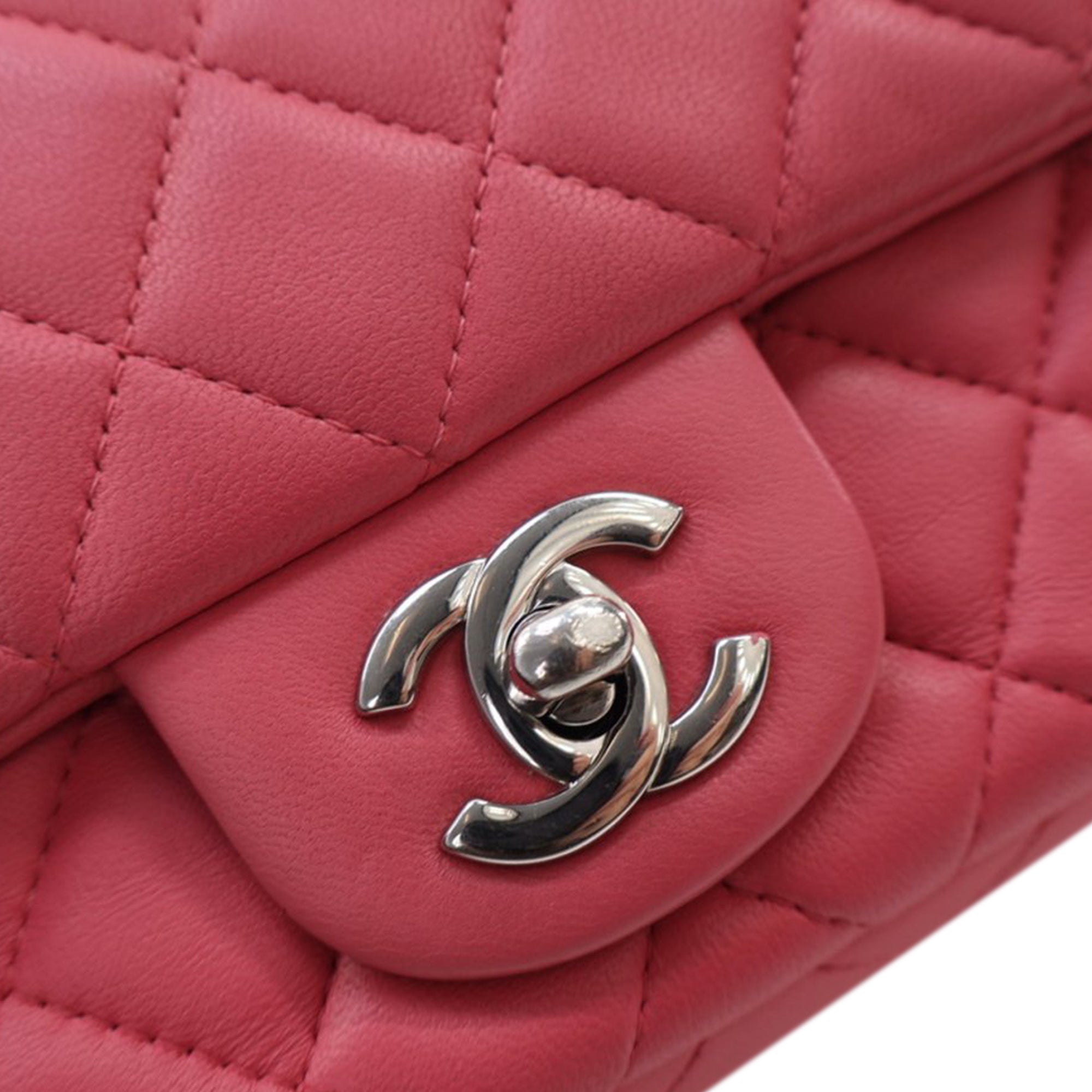 Chanel | Pre-Owned Mini Rectangular Classic Lambskin Single Flap | Pink