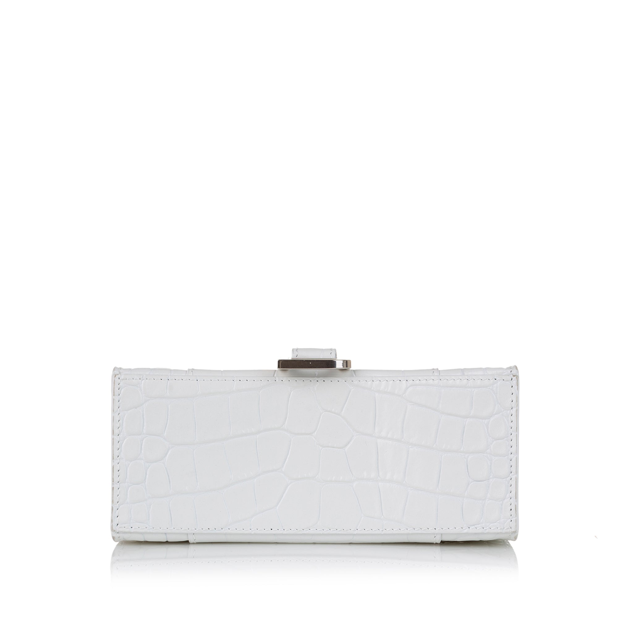 Balenciaga Pre-Owned Croc Embossed East West Hourglass Satchel XXS | Women | White x Ivory