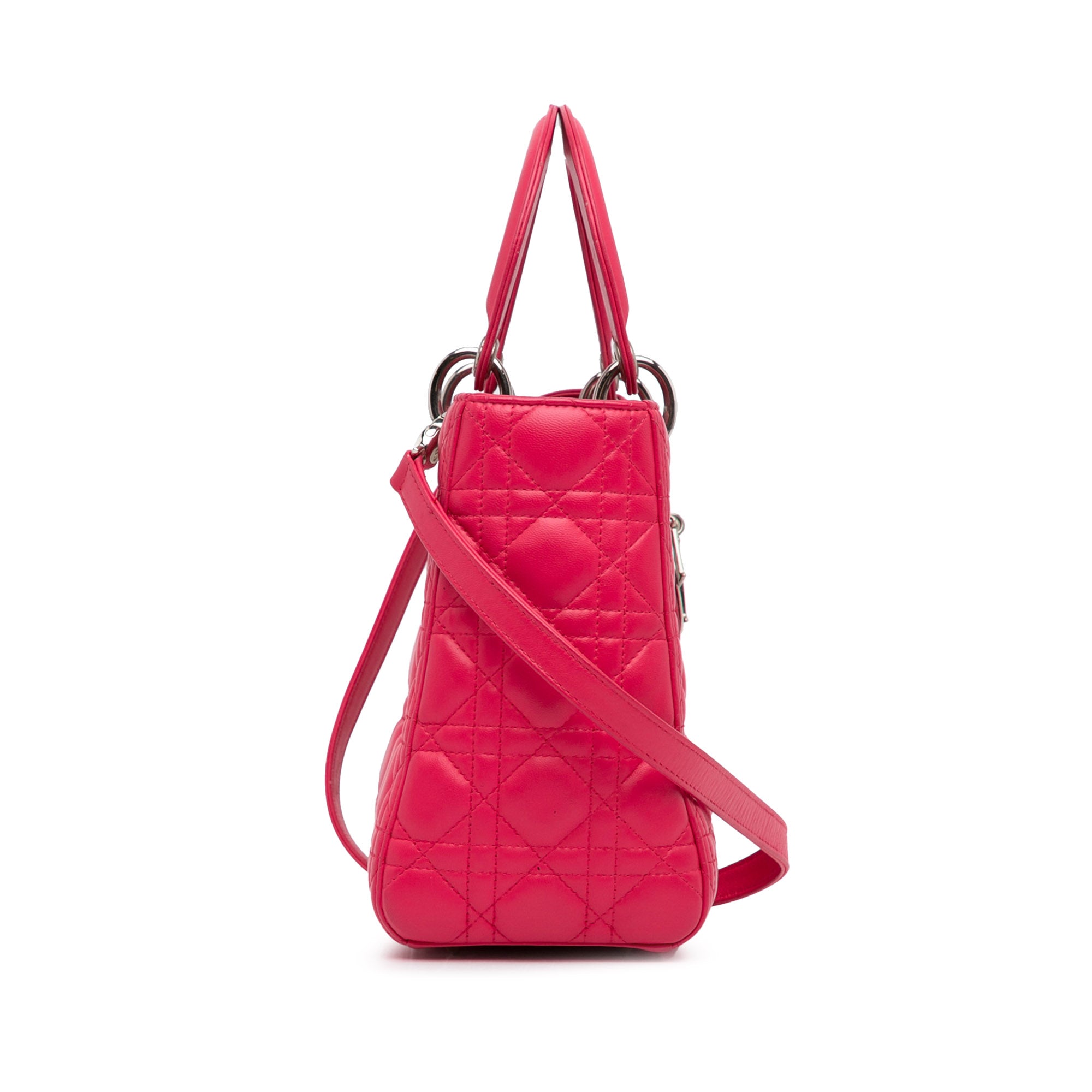 Dior | Pre-Owned Medium Lambskin Cannage Lady | Pink/Hot Pink