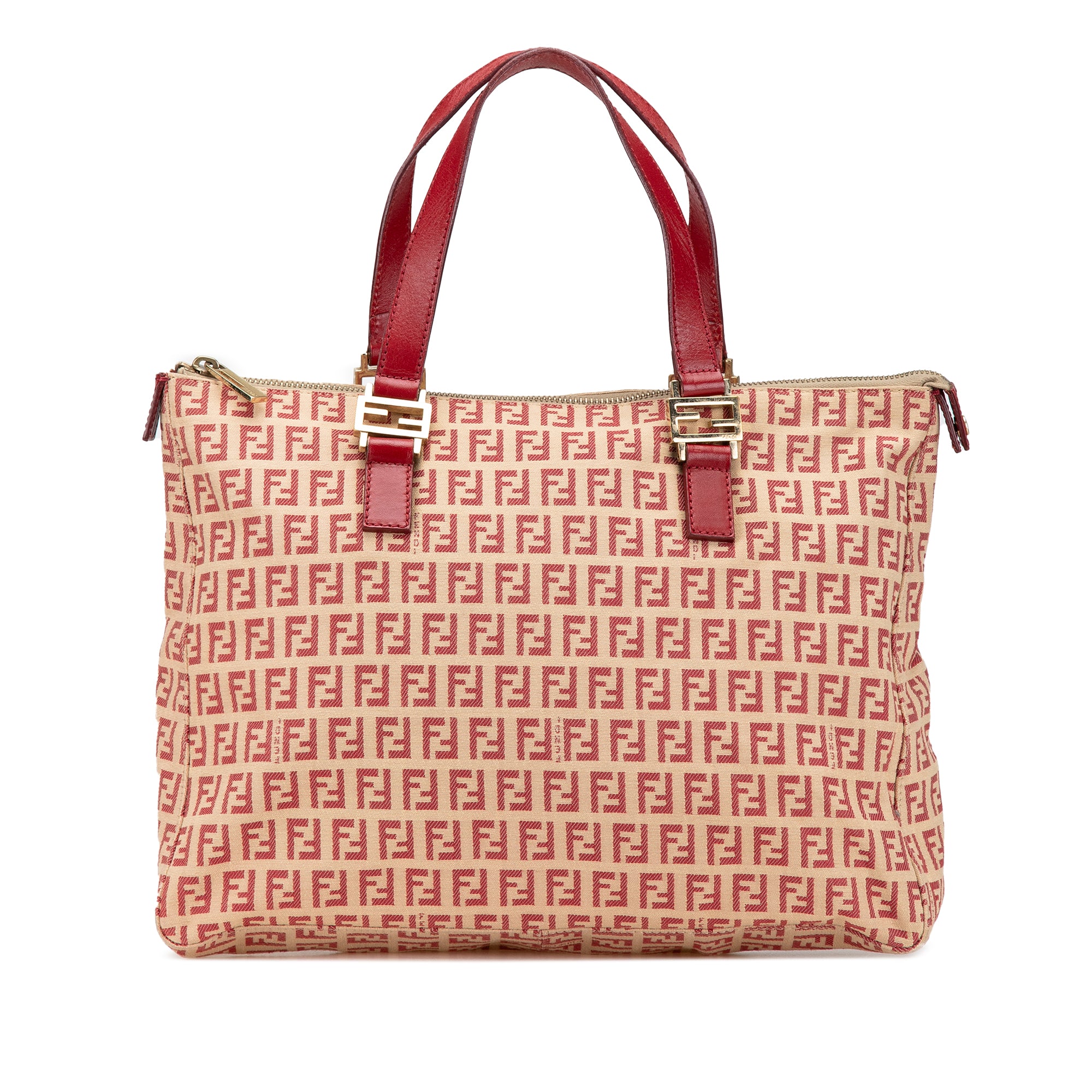 Fendi | Pre-Owned Zucchino Canvas Tote | Brown/Beige/Red