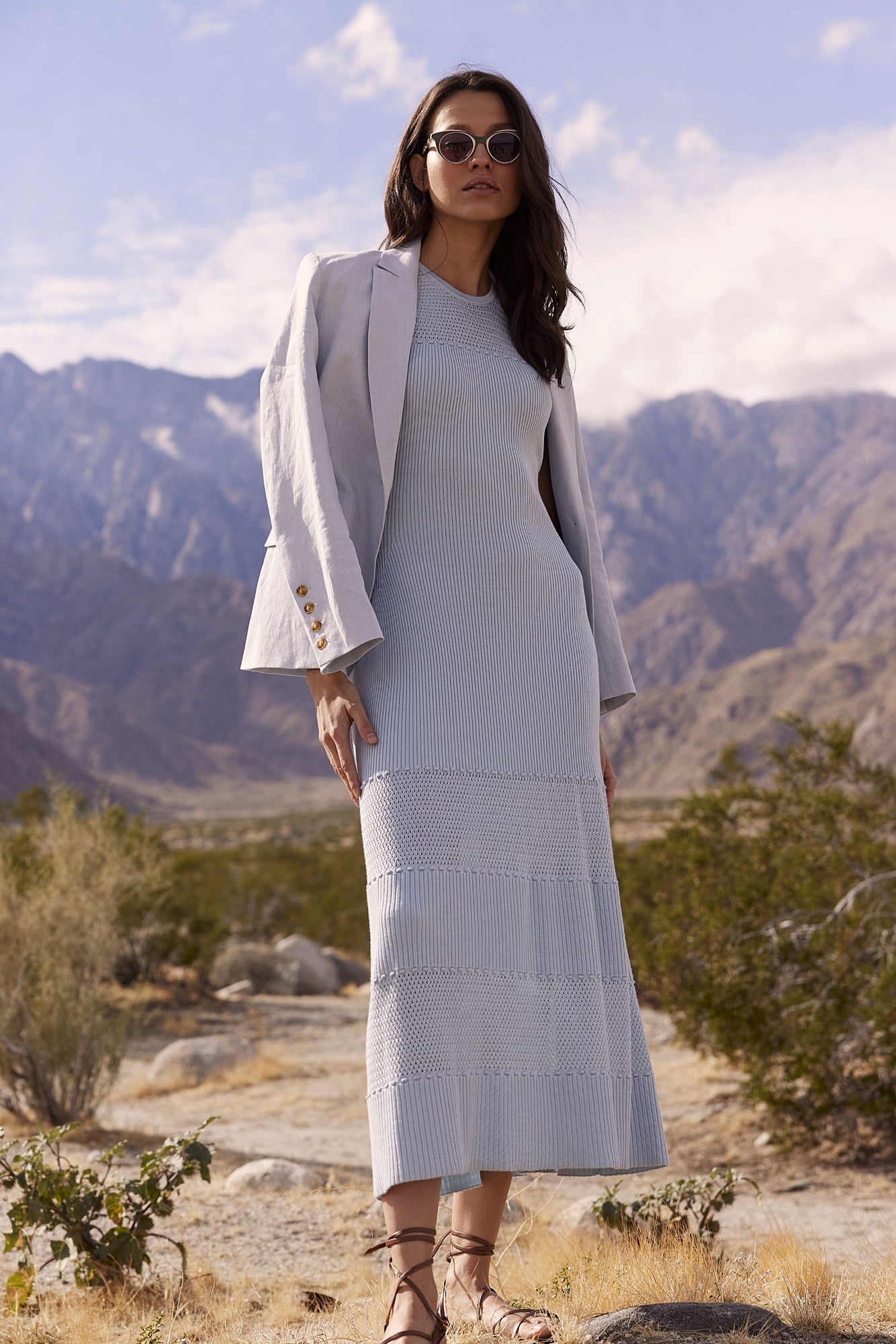 Pointelle Midi Dress | Sky