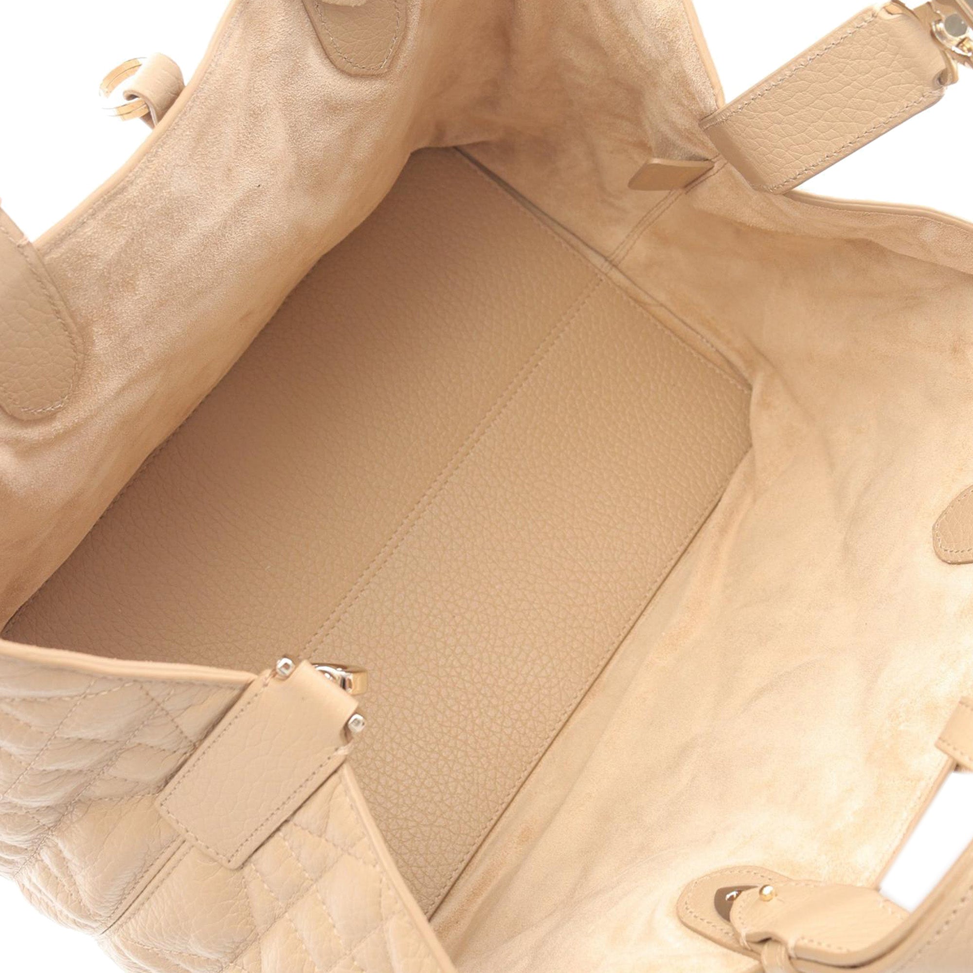 Dior | Pre-Owned Medium Calfskin Macrocannage Toujours Bag | Beige