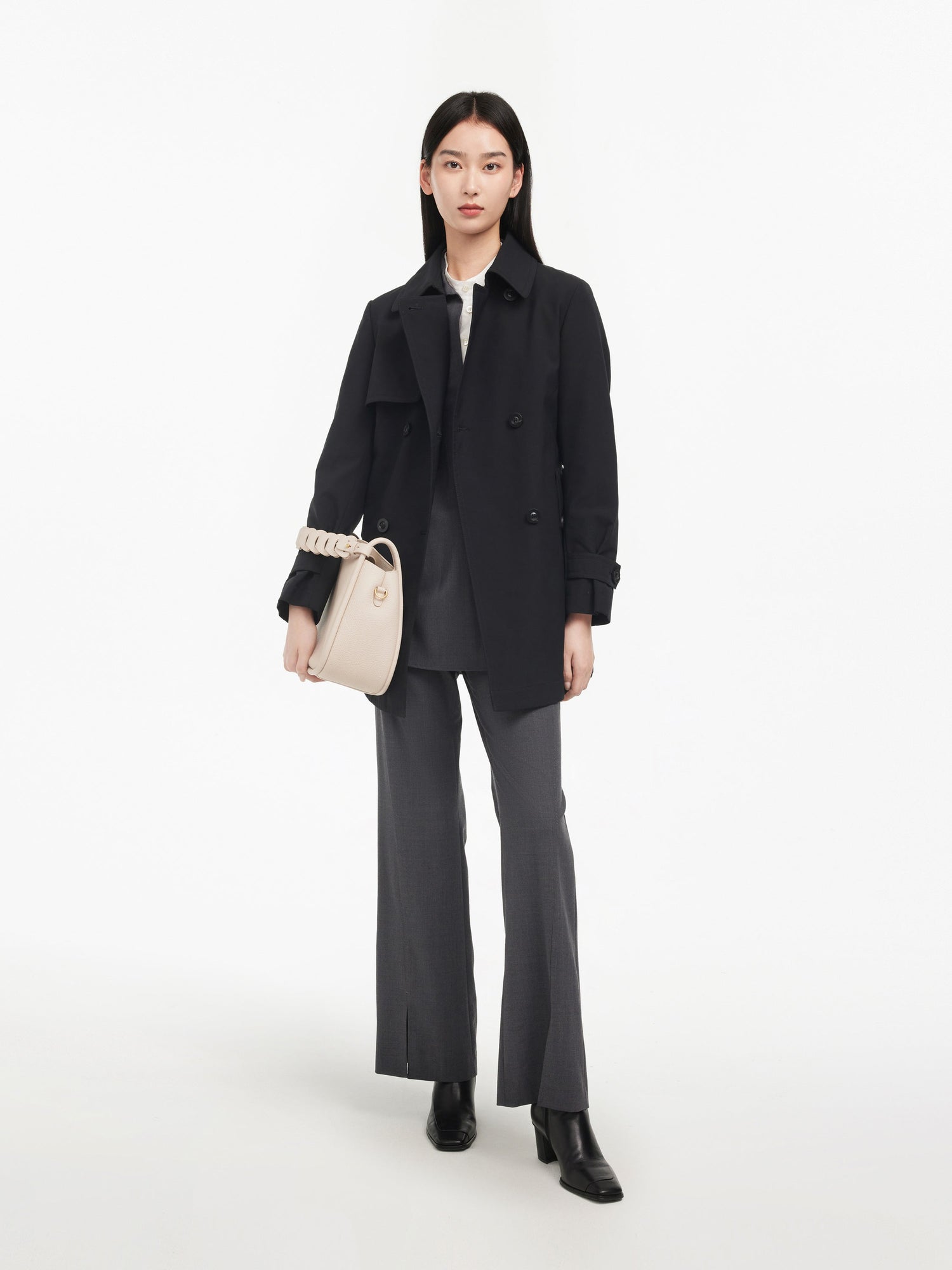 Trench-Style Down Jacket | Black