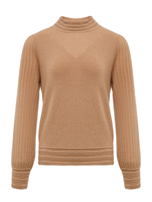 Chimney Collar Cashmere Knit Top | Camel