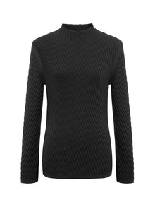 Half-High Collar Knit Top | Black