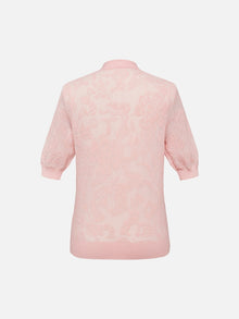 Embossed Slim Knit Cardigan | Pink
