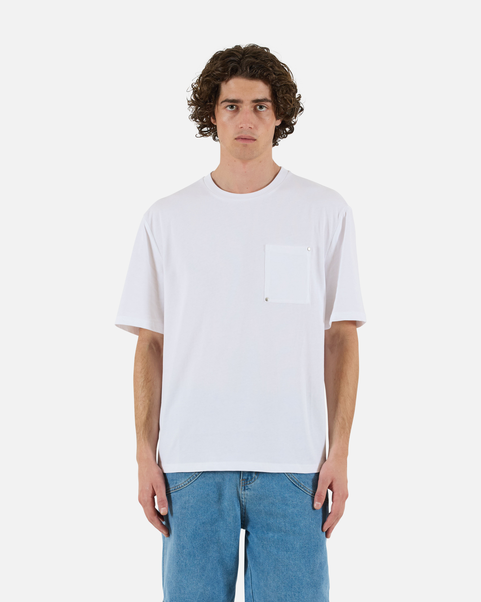 Oversized Rivet Tee | White