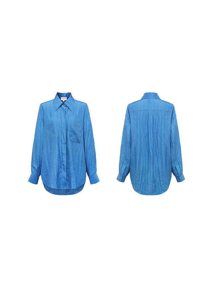 Textured Silk Blouse | Blue