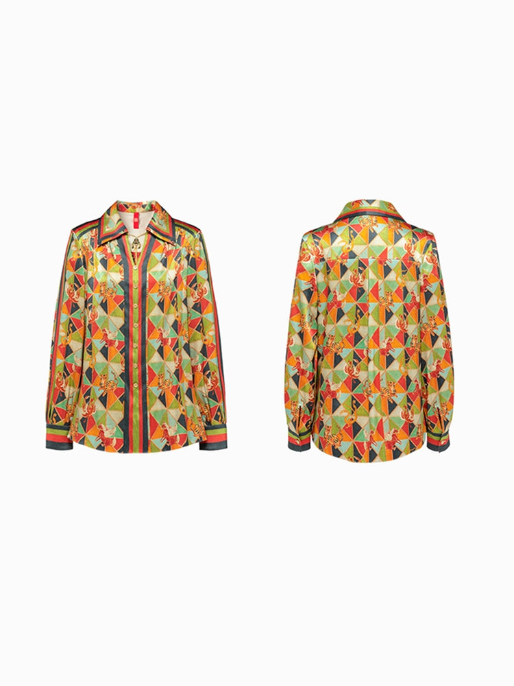 Animal & Geometric Printed Blouse | Green