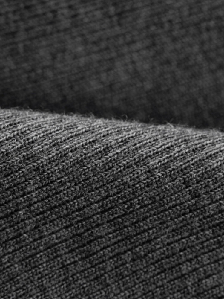Pure Wool Solid Color Knit Sweater | Grey