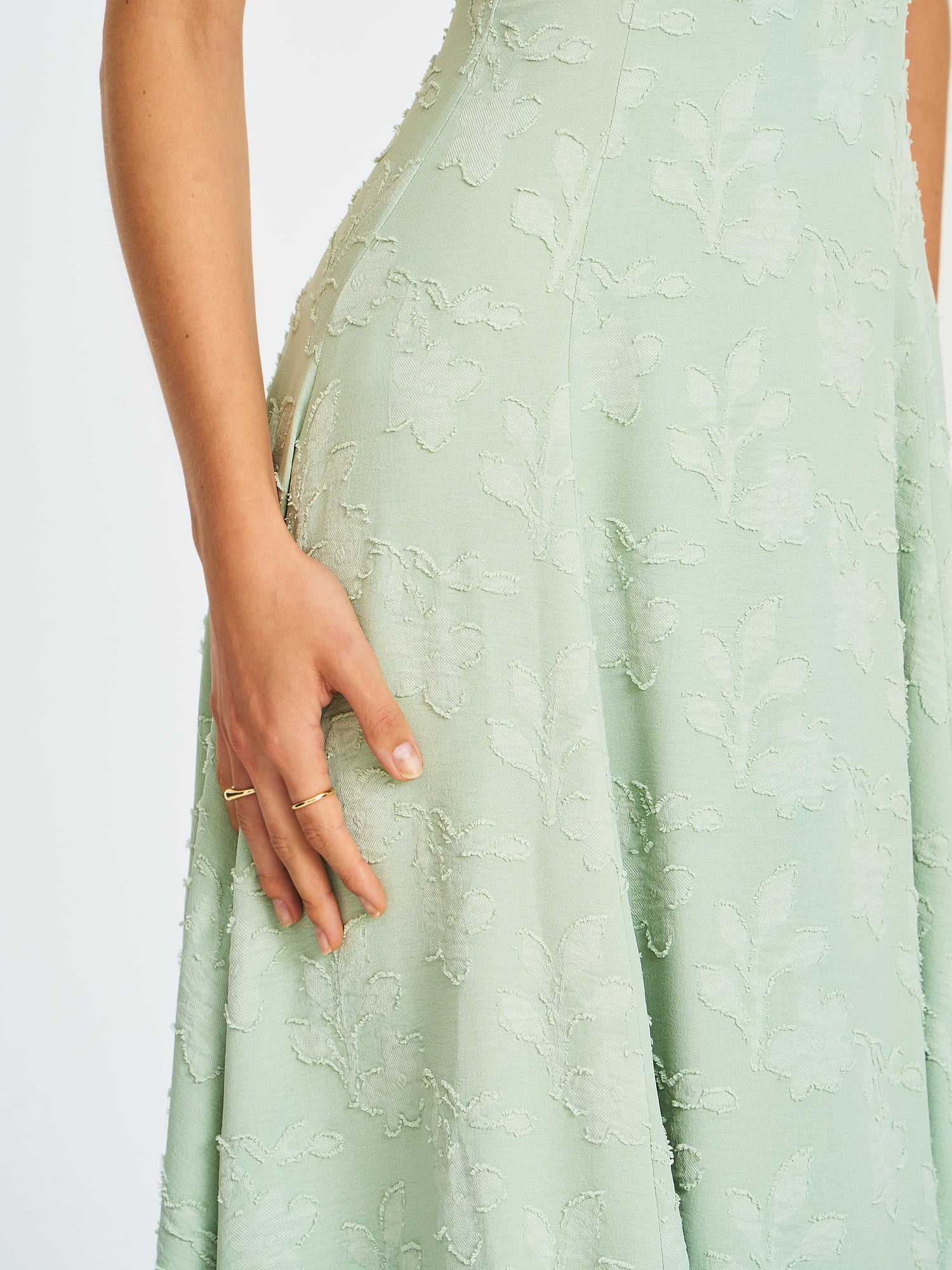 Magda Deep V Neck Halter A-line Midi Dress | Mint Green
