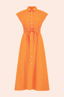 Cotton Poplin Smocked Midi Dress | Marigold