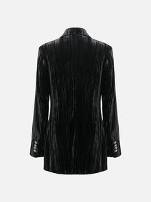 Velvet Pleated Blazer | Black