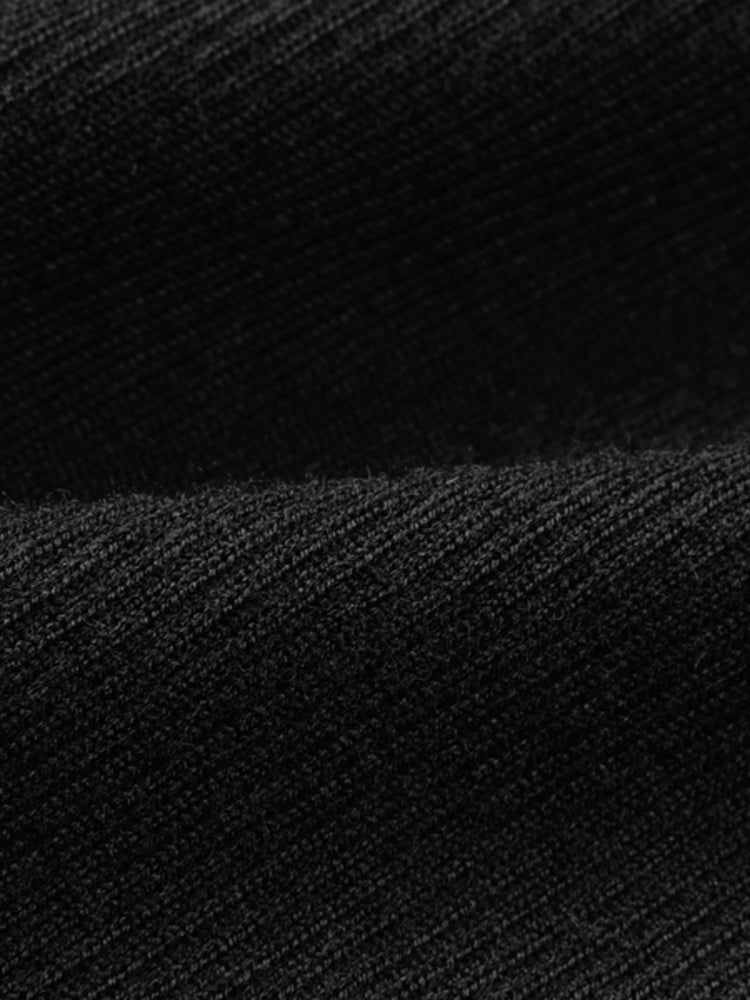 Pure Wool Solid Color Knit Sweater | Black