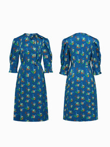 Classic Printed Dress | Blue