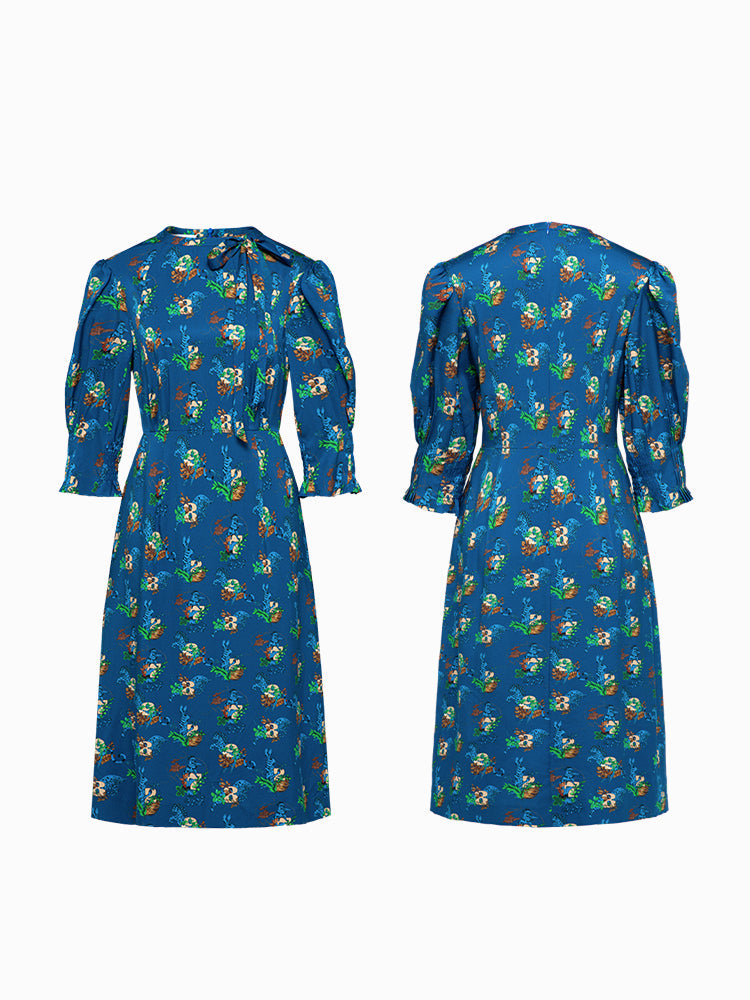 Classic Printed Dress | Blue