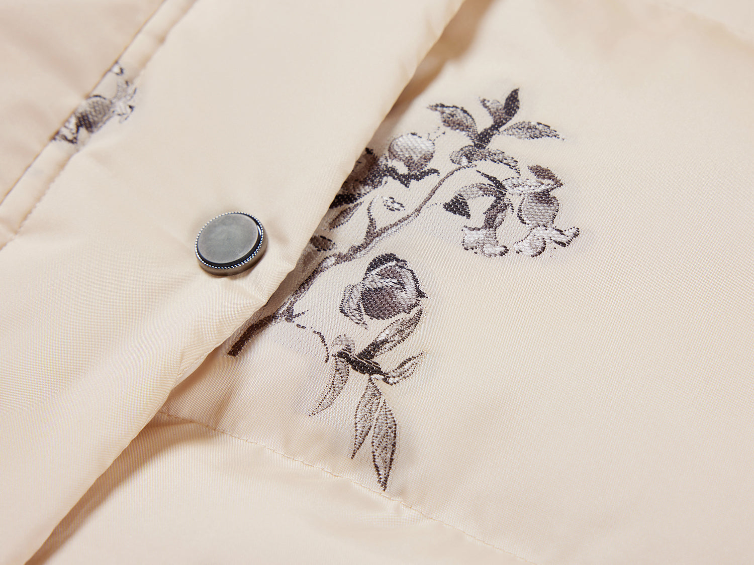 Chinese-Style Hooded Down Jacket | Beige