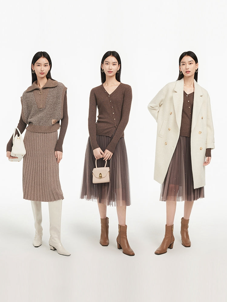 Front Wrapped Knit Top | Brown