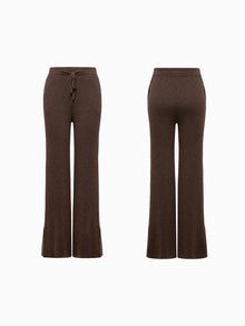 Bootcut Slit-Hem Knit Pants | Brown