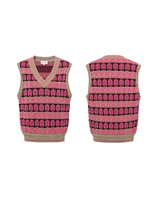 Jacquard-Knit Gilet | Pink