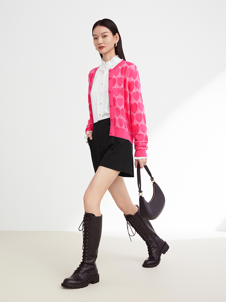 Wool Knit Cardigan | Rose Red
