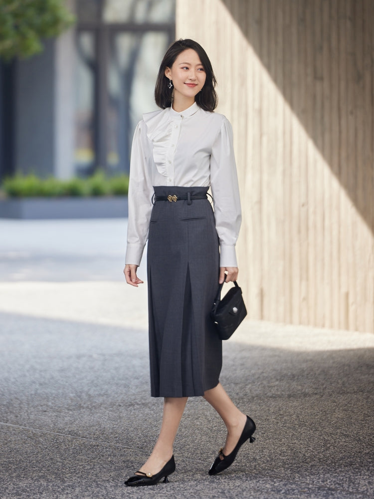 Stand Collar Blouse | White