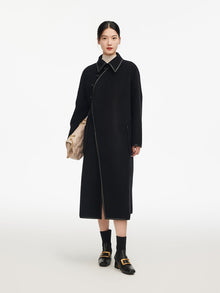 Neo-Chinese Style Wool Coat | Black