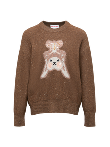 Round-Neck Yak Wool Knit Top | Brown