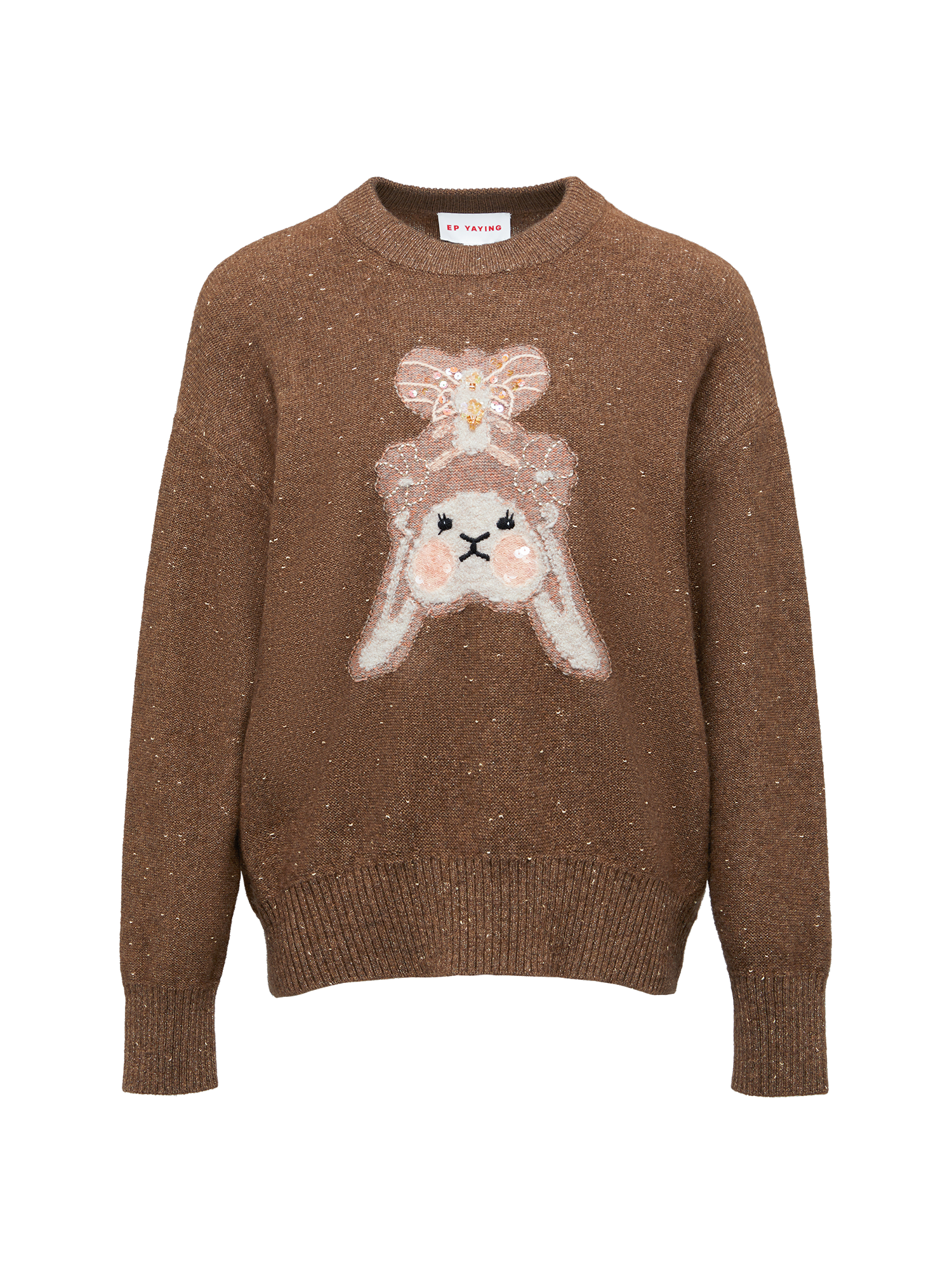 Round-Neck Yak Wool Knit Top | Brown