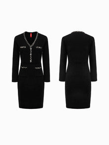 Trimmed Knit Dress | Black