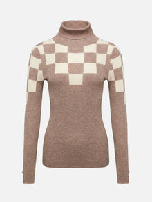 Slim-Cut Lapel Collar Knit Top | Camel